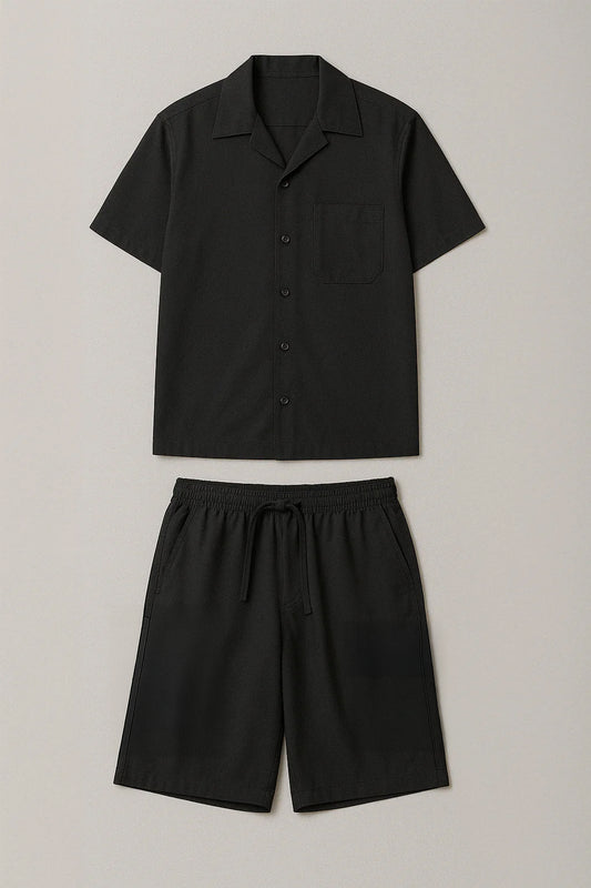 COORDINATO CAMICIA E BERMUDA NERO