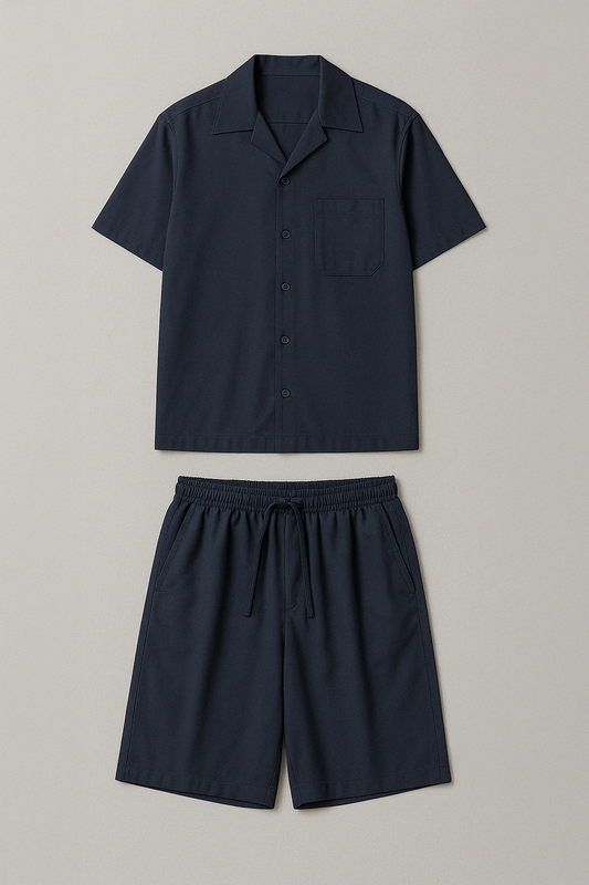 COORDINATO CAMICIA E BERMUDA BLU