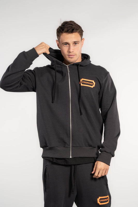 Sudadera con capucha completa con zip con bordado