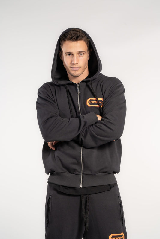 Full Zip Hooded Sweatshirt With Embroidery