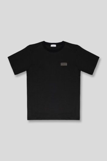T-Shirt Nera con Dettaglio sul Petto
